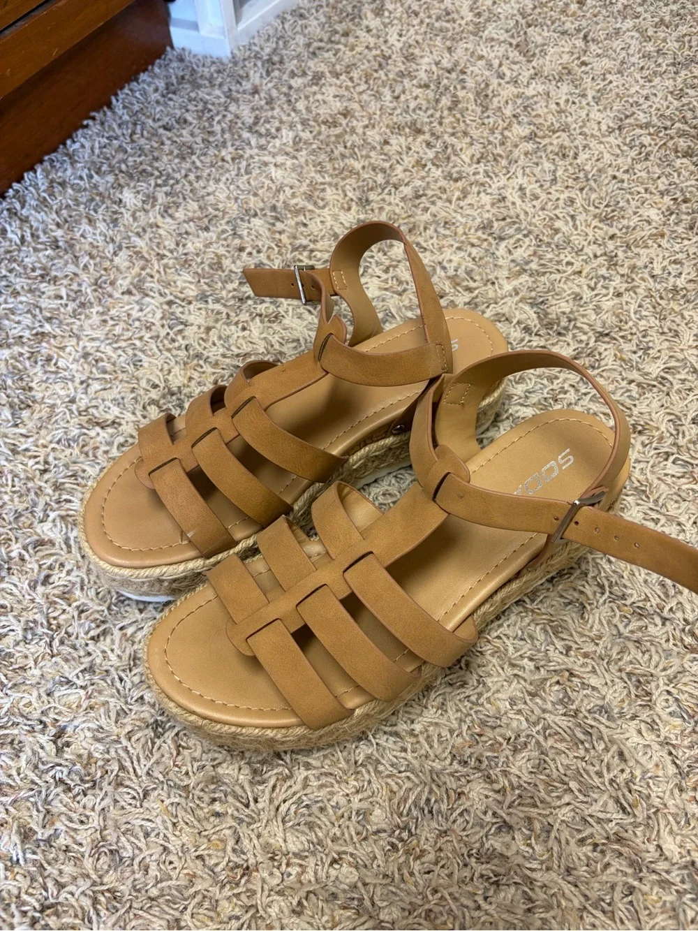 Soda Tan Woven-Strap Espadrille Platform Sandals